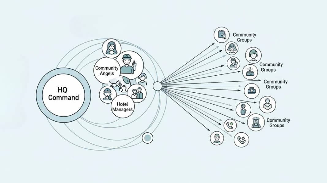 The Hamal Ezrahi web page, routing evacuees to aid services by category of need.