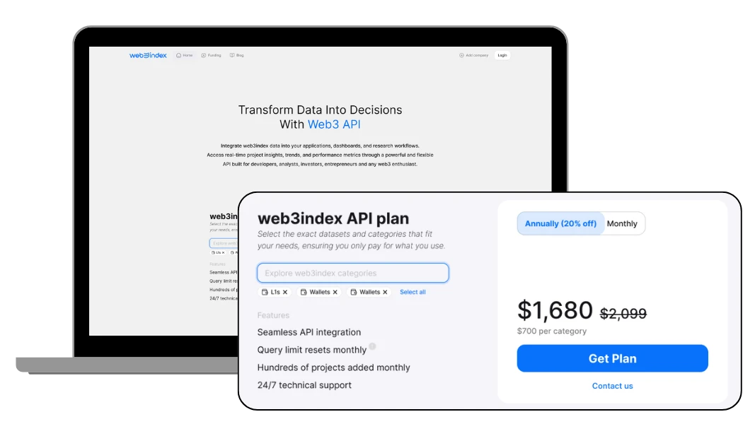 The DcentraLab platform interface, showing the web3 data product the API Index was built on.