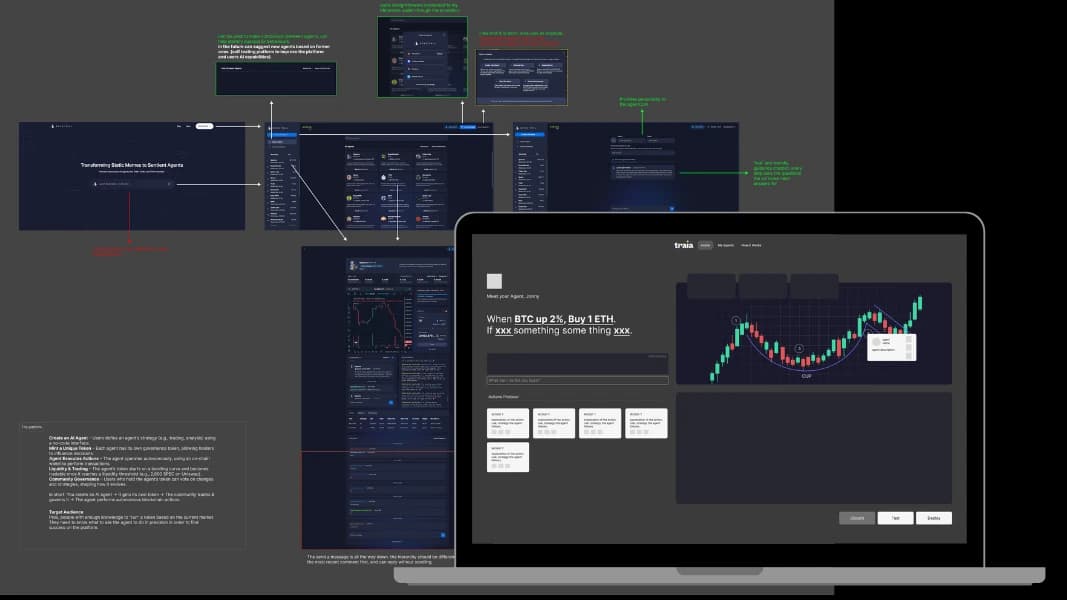 Figma flows for the AI Agent Builder, showing the single-page configuration layout with all options visible at once.